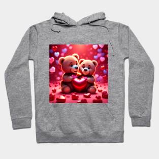 Teddy celebrating Valentines day, randome floating love hearts Hoodie